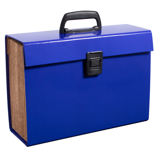 (Blue) 19 Pocket Expanding A4 Box File Organiser Paper Documents Foolscap Folder Case