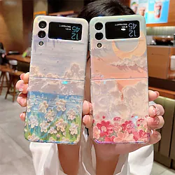 Phone Case For Samsung Galaxy Back Cover Z Flip 4 Z Flip 3 Portable Fashion Shockproof Flower PC Lightinthebox