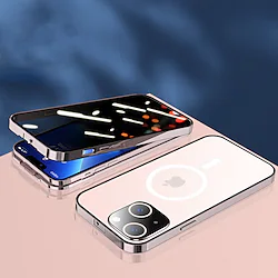 Full Body Phone Case For Apple iPhone 14 Pro Max 14 Plus 13 12 Pro Max Frosted Anti-Scratch Shockproof Solid Colored Stainless Steel Tempered Glass with Lock Buckle Installatio Lightinthebox