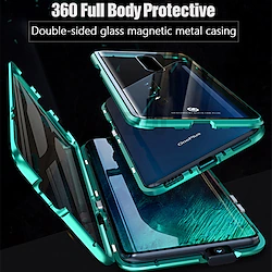 Magnetic Double Sided Case with Screen Protector For Oneplus 9 Pro 8 T Pro 7T Pro 7 Pro Nord Magnetic Full Body Cases Solid Colored Tempered Glass Metal Lightinthebox