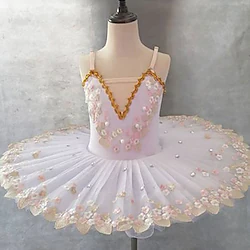 Ballet Tutu Dress Dress Lace Printing Embroidery Girls' Training Performance Sleeveless High Elastane Lace Tulle Lightinthebox