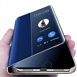 Mirror PU Leather Phone case For Huawei P40 P30 P20 Pro Lite Flip Protective Cover for Huawei Mate 40 30 20 Lite Pro Y9 Sleep wake View Clear View Standing Luxury Smart Mirror Flip Cover Lightinthebox