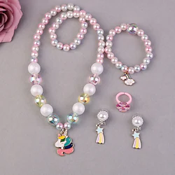 Princess Unicorn Necklace Rainbow Earings Gauntlets Jewelry Set Holiday Girls' Movie Cosplay Outfit Costume Party Christmas Halloween Children's Day Lightinthebox
