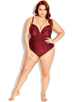 City Chic Grenada Underwire 1 Piece - Merlot