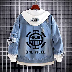Inspired by One Piece Film: Red Monkey D. Luffy Coat Hoodie Outerwear Anime Graphic Coat For Men's Women's Unisex Adults' Hot Stamping Denim Lightinthebox