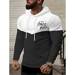 Men's Hoodie Sweatshirt Pullover Long Sleeve Top Winter Thermal Warm Windproof Soft Hiking Running Walking Sportswear Activewear Color Block Black White Red Lightinthebox