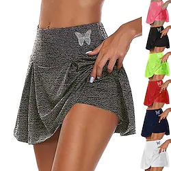 Women's Tennis Skirts Yoga Skirt Side Pockets 2 in 1 Quick Dry Yoga Fitness Gym Workout Bottoms Butterfly 1# 2# 3# Sports Activewear Stretchy Lightinthebox