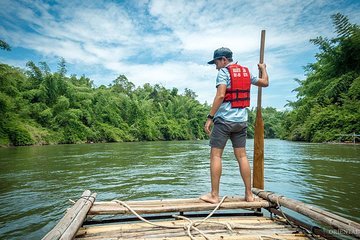 From Kanchanaburi: 4x4 Off Road Adventure, Bamboo Rafting and Hot Springs