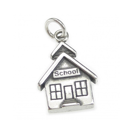 School House sterling silver charm .925 x 1 Education & Schools charms