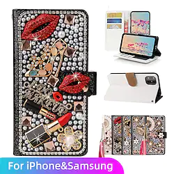 Phone Case For Apple Samsung Galaxy Full Body Case S22 Ultra Plus S21 FE S20 iPhone 14 Pro Max 14 Plus 13 12 11 Pro Max Mini X XR XS Glitter Shine Dustproof Shockproof Glitter Shine PU Leather Lightinthebox