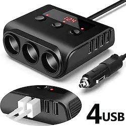 Cigarette Lighter Adapter Car Charger Adapter 12V-24V 3 Socket Splitter Plug LED 4 USB Charger Adapter 2.4A 100W For Phone MP3 DVR Lightinthebox