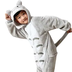Kid's Kigurumi Pajamas Anime Totoro Animal Onesie Pajamas Flannel Toison Cosplay For Boys and Girls Christmas Animal Sleepwear Cartoon Festival / Holiday Costumes / Leotard / Onesie Lightinthebox