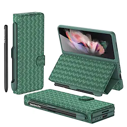 Phone Case For Samsung Galaxy Full Body Case Z Fold3 Portable Shockproof with Stand Solid Colored PU Leather Lightinthebox