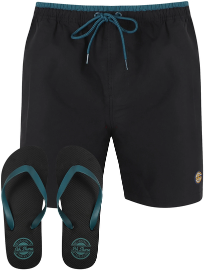 Swim Shorts Pembroke Swim Shorts In Jet Black With Free Matching Flip Flops - South Shore / M - Tokyo Laundry