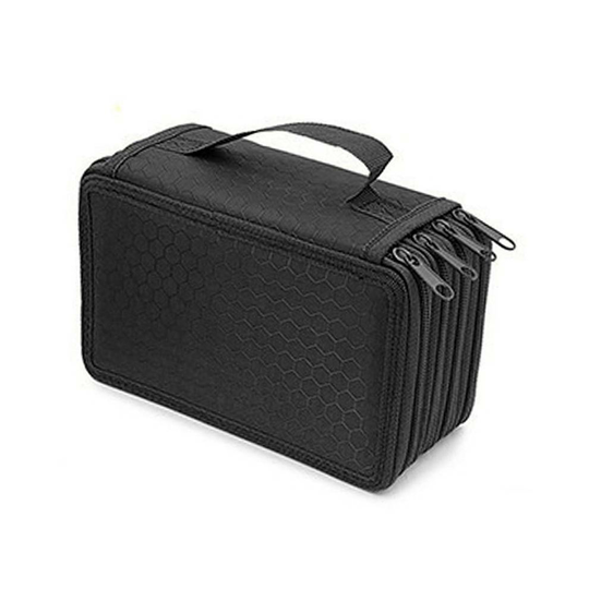 (Black) 72 Slot Pencil Case Organizer Foldable Pen Storage Box Bag 4Layer Large Capacity