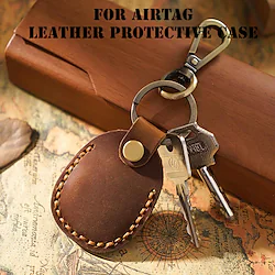 For Airtags Protective Case Retro High Quality Leather Keychain For Apple Anti-lost Tracker Locator Device Accessories Lightinthebox
