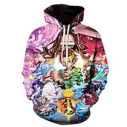 Inspired by Demon Slayer Kamado Nezuko Kamado Tanjiro Tomioka Giyuu Cosplay Costume Hoodie Cartoon 3D Harajuku Graphic Kawaii Hoodie For Men's Women's Adults' 3D Print Polyester / Cotton Blend Lightinthebox