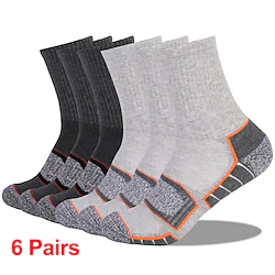6 Pairs Men's Women's Hiking Socks Ski Socks Sports Socks Winter Outdoor Windproof Warm Breathable Quick Dry Socks Cotton WhiteBlack Light gray dark gray Black for Hunting Ski / Snowboard Fishing Lightinthebox