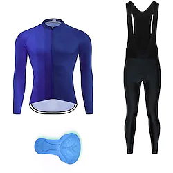21Grams Men's Cycling Jersey with Bib Tights Long Sleeve Mountain Bike MTB Road Bike Cycling Royal Blue Gradient Bike Clothing Suit 3D Pad Breathable Quick Dry Moisture Wicking Back Pocket Polyester Lightinthebox