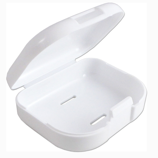 (White) Slim Retainer Case ~ Gumshield Box, Denture Mouthguard Dental Storage Case