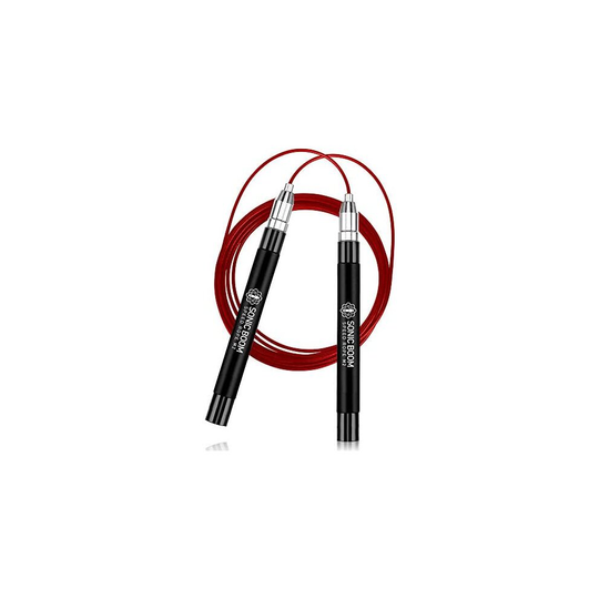 Epitomie Fitness Sonic Boom M2 High Speed Jump Rope - Patent Pending Self-Locking, Screw-Free Design Weighted, 360 Degree Spin, Silicone Grip with 2
