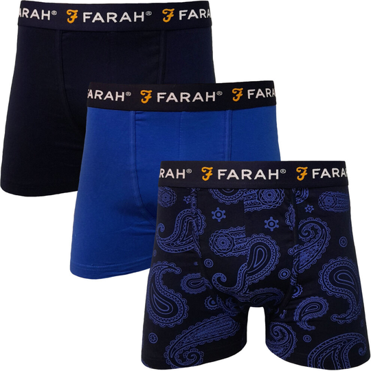 (L, Multi) Farah Mens Pickett 3-Pack Elasticated Underwear Boxers Boxer Shorts - Multi