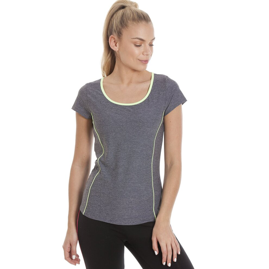 (L) Camille Ex Highstreet Womens Speckled Grey Short Sleeve Sports T-Shirt