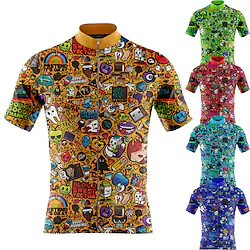 21Grams Men's Cycling Jersey Short Sleeve Bike Top with 3 Rear Pockets Mountain Bike MTB Road Bike Cycling Breathable Quick Dry Moisture Wicking Reflective Strips Green Dark Blue Orange Graphic Lightinthebox