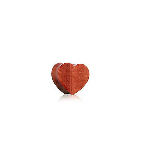 (8MM) Natural Organic Red Cherry Sawo Wood Heart Shape Double Flared Solid Ear Tunnel Saddle Plug Piercing Finest Quality Materials