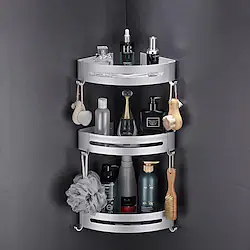 Triangular Towel Shower Storage Rack Silver Corner Rack Wall-mounted Aluminum Shampoo Rack Drill-free Bathroom Rack Sstorage Rack Lightinthebox