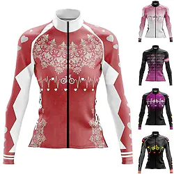 21Grams Women's Cycling Jersey Long Sleeve Bike Jersey Top with 3 Rear Pockets Mountain Bike MTB Road Bike Cycling Breathable Quick Dry Moisture Wicking Reflective Strips Dark Pink Viva Magenta Black Lightinthebox