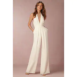 Retro Vintage 1960s 1970s Masquerade Halter Jumpsuit Women's Costume Vintage Cosplay Party / Evening Engagement Party Prom Sleeveless Floor Length Leotard / Onesie Valentine's Day Lightinthebox