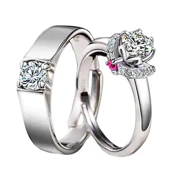 Men Women Couple Rings Wedding Vintage Style Silver S925 Sterling Silver Precious Vintage Simple 1 Pair Zircon Lightinthebox