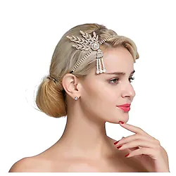 The Great Gatsby Charleston Gentlewoman Vintage Classical Retro Vintage Roaring 20s 1920s The Great Gatsby All Seasons Flapper Headband Women's Feather Beads Costume Head Jewelry Headbands forehead Lightinthebox