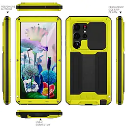 Phone Case For Apple Full Body Case Silicone S23 Ultra Plus S22 S22 Ultra S21 Ultra Plus Portable with Stand Dustproof Lines / Waves Solid Colored Geometric Pattern Tempered Glass Metal Silicone Lightinthebox