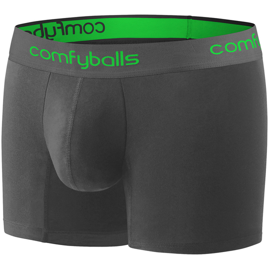 (L) Comfyballs Men's Performance Long Boxer Shorts Fitness Underwear Charcoal Viper