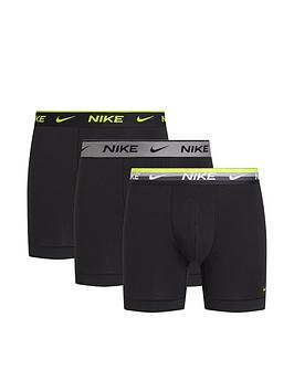 Nike Underwear Everyday Cotton Stretch Boxer Brief (3 Pack) - Black , Black/Grey, Size M, Men