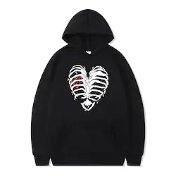 Inspired by Gothic Skeleton / Skull heart Hoodie Cartoon Manga Anime Front Pocket Graphic Hoodie For Men's Women's Unisex Adults' Hot Stamping 100% Polyester Casual Daily Lightinthebox