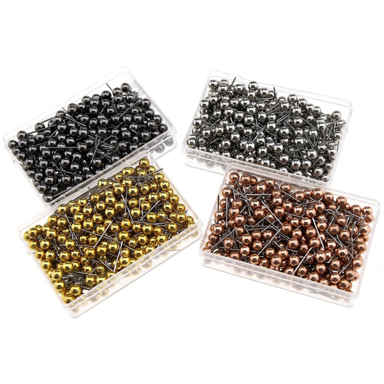 1000pcs Map Tacks DIY Craft Pins Black/Silvery/Golden/Rose Gold Assortment Box