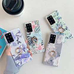 Phone Case For Samsung Galaxy S22 Ultra Plus Back Cover S21 Plus Ultra A72 A52 A42 A32 Ring Holder Pattern Flower / Floral TPU Lightinthebox