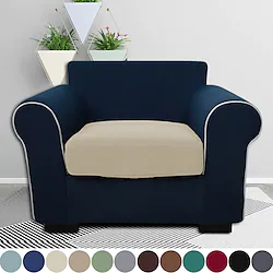 Stretch Sofa seat Cushion Cover Slipcover Elastic Couch Armchair Loveseat 4 or 3 Seater Water Repellent Grey Black Plain Solid Soft Durable Washable Lightinthebox