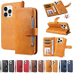 Phone Case For Apple Wallet Card iPhone 14 Pro Max 13 12 11 Pro Max Mini X XR XS 8 7 Plus Portable Detachable Wallet Solid Colored TPU PU Leather Lightinthebox