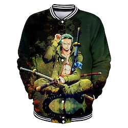 Inspired by One Piece Roronoa Zoro Outerwear Back To School Anime Harajuku Graphic Kawaii Coat For Men's Women's Couple's Adults' 3D Print Polyster Lightinthebox