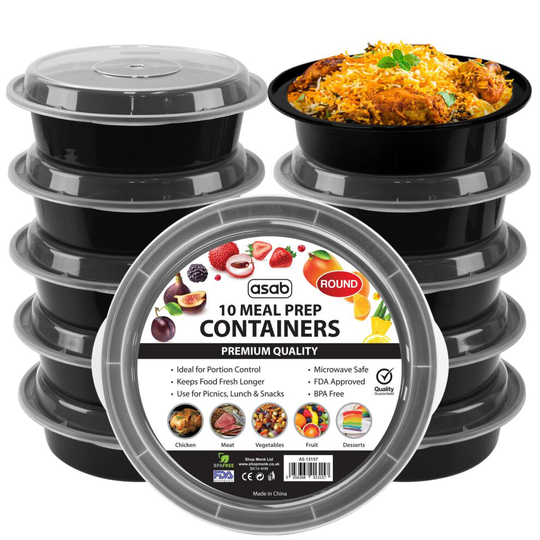 (Round) ASAB Food Containers Plastic Lunch Box Lid 10Pk