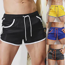 Men's Swim Shorts Swim Trunks Board Shorts Pocket Drawstring Elastic Waist Plain Comfort Breathable Short Casual Holiday Beach Streetwear Stylish Black Yellow Lightinthebox