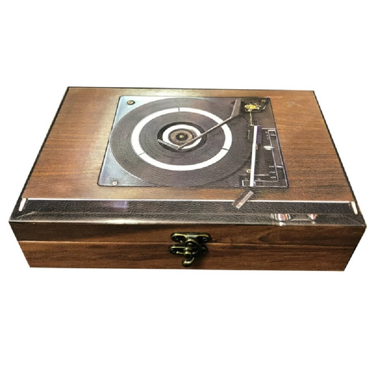 Wooden Retro/Vintage Style Storage Box - Record Turntable