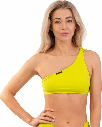 Nebbia One Shoulder Bandeau Bikini Top Green M