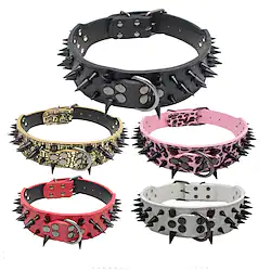 Large Dog Collar Black Pointed Nail Anti Bite Pet Collar Rivet Collar Anti Break Pu Dog Chain Lightinthebox