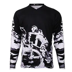 21Grams Men's Downhill Jersey Long Sleeve Mountain Bike MTB Road Bike Cycling Black White Camo / Camouflage Bike Breathable Quick Dry Moisture Wicking Polyester Spandex Sports Camo / Camouflage Lightinthebox
