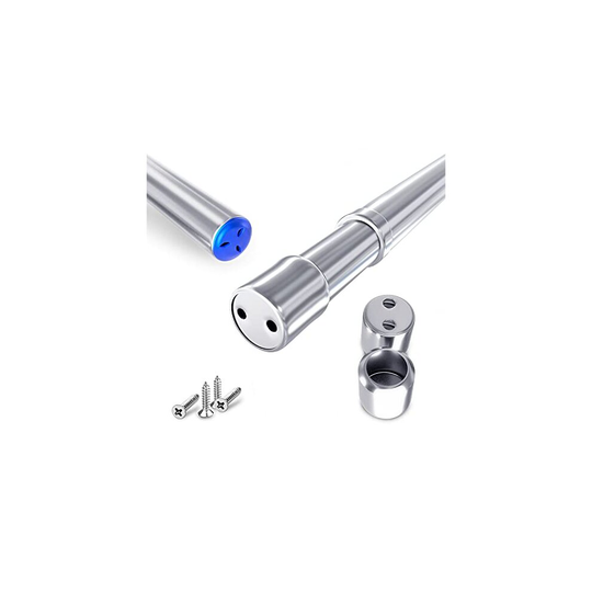 Rocoel Wardrobe Rail and Fittings 57-100 cm Stainless Steel Extendable Clothes Rail Pole with End Sockets & Screws - Heavy Duty & Rust Resistant for